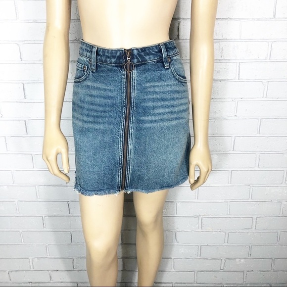We the Free Free People Zip It Up Denim Mini Skirt - Picture 2 of 9